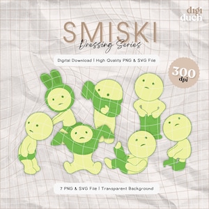 Smiski PNG、Smiski クリップアート、かわいい Smiski、Smiski ドレッシングシリーズ、Smiski デジタルファイル、プリント＆カット、デジタルダウンロード