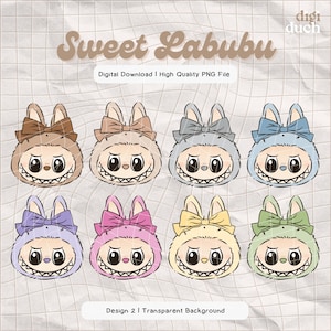 48 PNG Labubu Head Sweet Valentines Bundle Png, Labubu PNG, Labubu Valentines, Valentines PNG, Archivo de impresión, Impresión y corte, Descarga digital