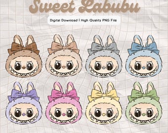 48 PNG Labubu Head Sweet Valentines Bundle Png, Labubu PNG, Labubu Valentines, Valentines PNG, Print File, Print-and-Cut, Digital Download