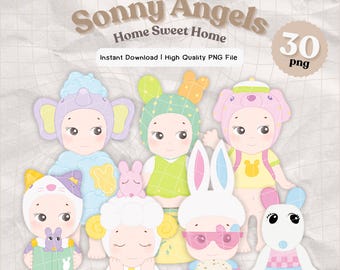 30 Sonny Angels PNG Home Sweet Home Printable PNG Clipart, Sonny Angel Png, Digital PNG Sticker, Print-and-Cut, Digital Download