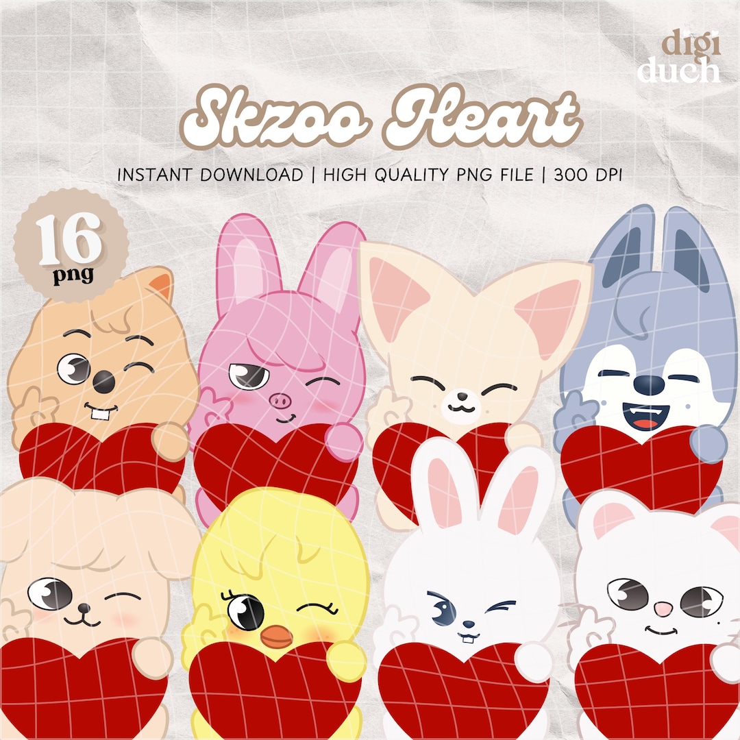 SKZOO Heart Valentines Day PNG, Stray Kids Heart PNG, Printable Clipart ...