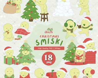 Christmas Smiski PNG Bundle, Little Green Men PNG, Holiday Smisky, Print-and-Cut, Digital Download