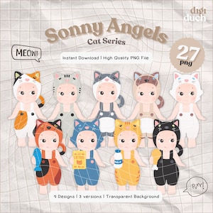 Sonny Angel Cat Life 27 PNG, Sonny Angel PNG, Kawaii Sonny Angel Cat Png, impression et découpe, téléchargement numérique, usage Commercial