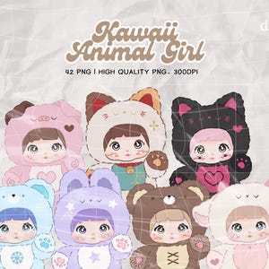 42 PNG Kawaii Nommi Lindas chicas disfrazadas Pegatinas imprimibles PNG, Pegatinas para imprimir y cortar, Pegatinas PNG digitales, Descarga instantánea