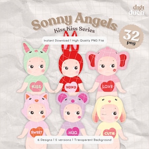 32 PNG Sonny Angel Kiss Series, Sonny Angel PNG, Kawaii Sonny Angels Digital Png, Print-and-Cut, Digital Download, Commercial Use