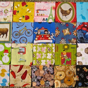 I Spy Fabric Squares,  4" squares, set of 90 fabric squares