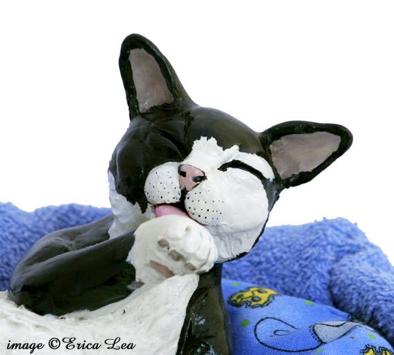 Items similar to Cat Sculpture Original Polymer Clay ...