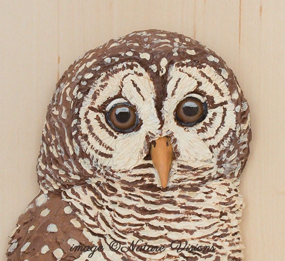Barred Owl Wall Decor Polymer Clay Bird Sculpture Gifts