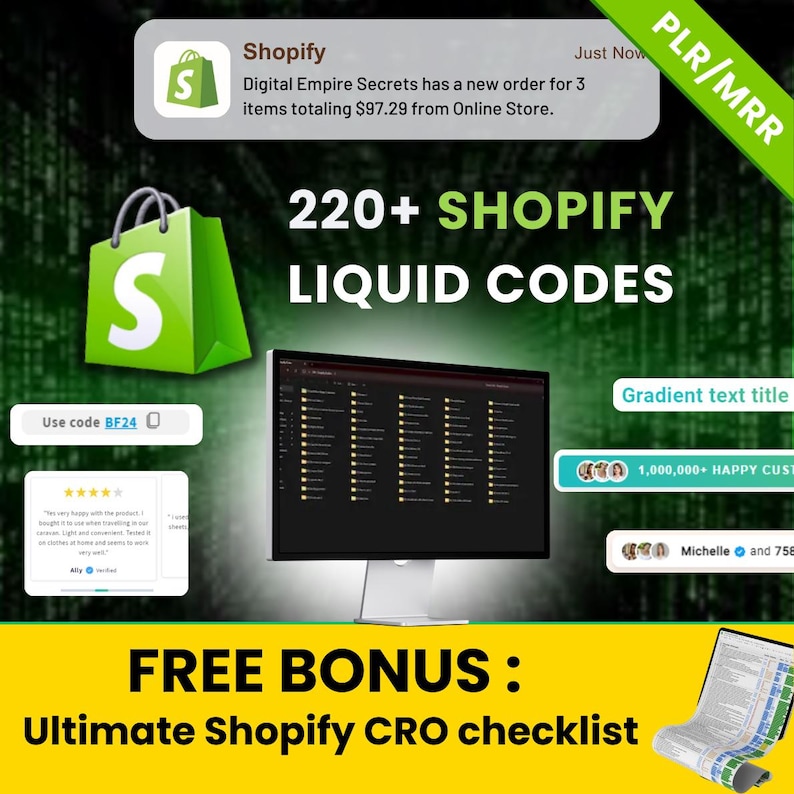 Shopify Liquid Codebook, 220+ Customizable Shopify Liquid Codes, Custom Shopify Liquid Codes, Editable Website Codes, Conversion Rate Codes