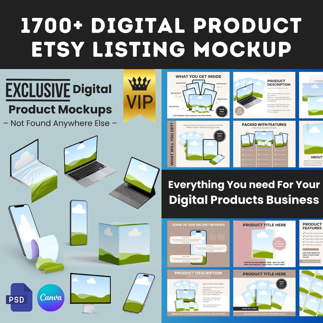Etsy Listing Mockup Templates: 1700+ Digital Product Mockups (canva ...