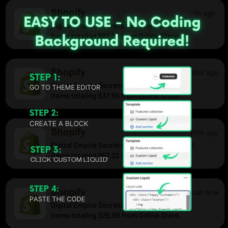 Shopify Liquid Codebook, 60+ Customizable Shopify Liquid Codes, Custom Shopify Liquid Codes, Editable Website Codes, Conversion Rate Codes