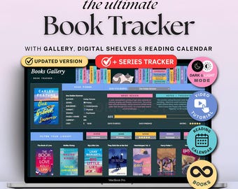 Book Tracker, Reading Tracker, Digital Library Spreadsheet, Reading Challenge, Series Book tracker, Google Sheets book tracker, LIGHT & DARK