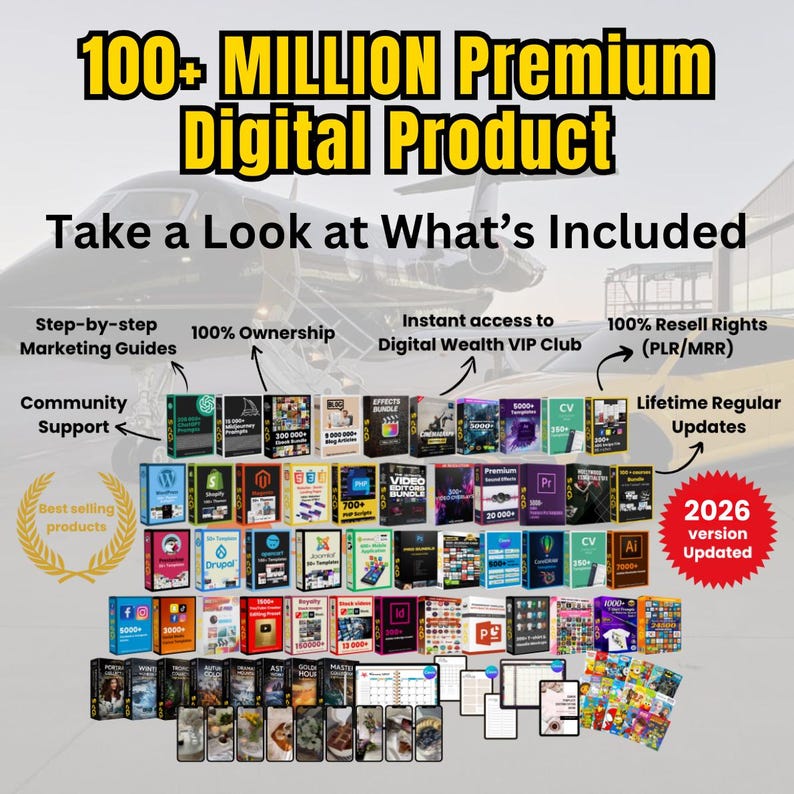 100+ Million Digital Products Bundle: MRR & PLR Resell Rights (digital ...