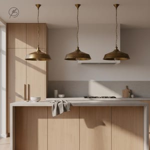 Hammered Brass Pendant Light | Vintage Hanging Lamp | Farmhouse Kitchen Ceiling Light Fixture