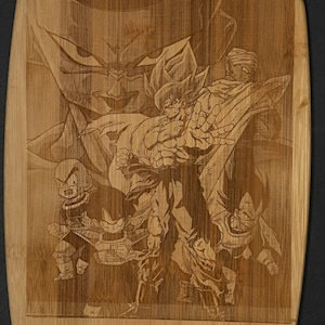 Christmas DBZ, Dragon ball Z, kitchen, cutting board, bamboo, anime, Goku , Charcuterie board, vegeta