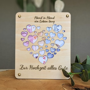 Geldgeschenk Hochzeit Holz graviert | Herz Geschenk für Brautpaar | Holzkarte zur Hochzeit mit Spruch