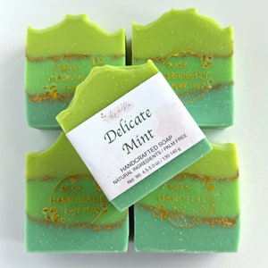Delicate Mint Soap - Handmade Bar Soap, Organic, All Natural, Handcrafted Soap, Luxury Artisan Soap, Cold Process Soap, Palm Free, Gift Soap