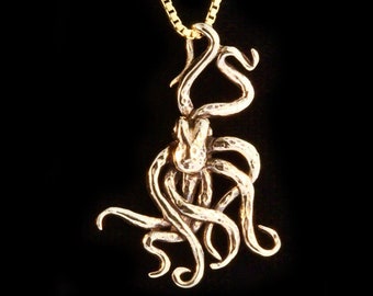 Gold Octopus Necklace - 14k Gold Small Octopus Charm Octopus Pendant - Octopus Jewelry - Tentacle Necklace Tentacle Jewelry Solid Gold Charm