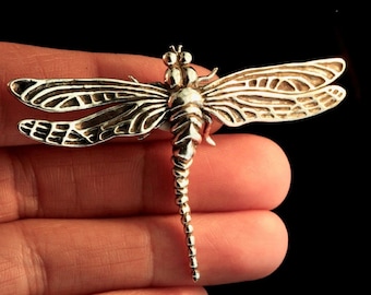 Metamorfosis - Colgante de libélula grande - Plata de ley - Joyería de insectos
