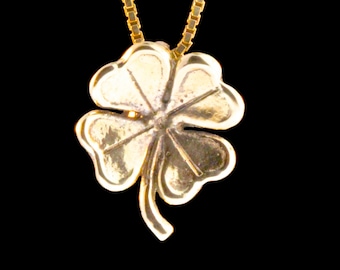 Pingente de Trevo de Quatro Folhas - Ouro Maciço 14k - Pingente de Trevo da Sorte