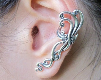 Ear Cuff Silver Ear Wrap Siren's Song Ear Cuff Swirl Ear Cuff Swirl Earring Spiral Ear Cuff Spiral Earring Abstract Jewelry Wave Jewelry