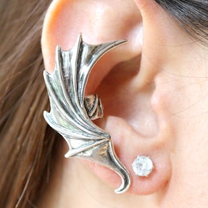 Dragon Wing Ear Cuff Devil Wing Earcuff Demon Wing Earring Dragon Jewelry Wing Earcuff Bat Wing Jewelry Silver Bat Winged Dragon Cuff