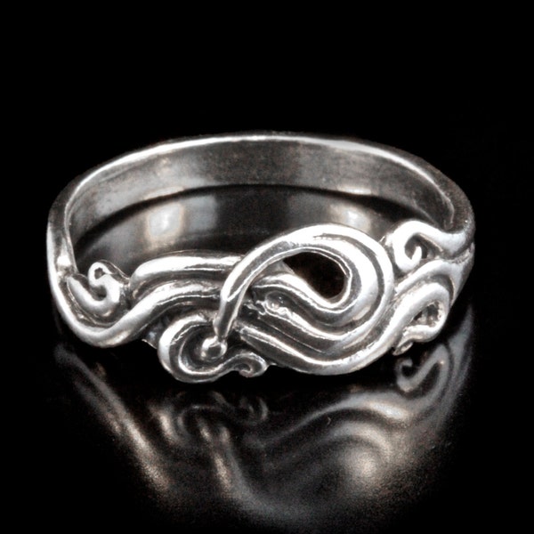 Sterling Silver Ring Swirl Ring Wave Ring Nouveau Swirl Ring Wave Jewelry Swirl Jewelry Pinky Ring Wave Jewelry Abstract Ring Spiral Ring