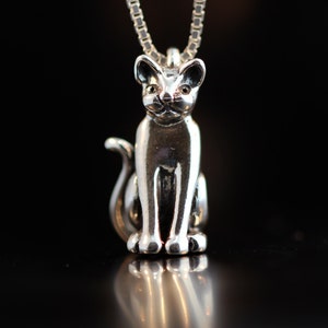 Silver Cat Necklace Cat Charm Magic Cat Charm Cat Pendant Sterling Silver Cat Jewelry Black Cat Kitty Jewelry Kitty Cat Kitty Charm Feline