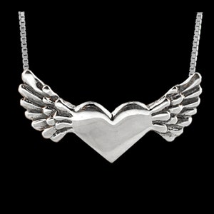Flying Heart Necklace - Winged Heart Charm - Gwen Delicious Jewelry Designs