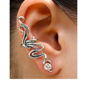 Ear Cuff Silver Ear Wrap Spiro Swirl Ear Cuff Silver Silver Swirl Earring Non-Pierced Earring Wedding Jewelry Statement Earring Bling