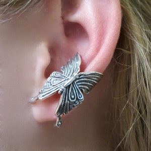 Silver Ear Cuff Butterfly Ear Cuff Silver Butterfly Earring Butterfly Jewelry Insect Jewelry Silver Butterfly Butterfly Wings Wing Jewelry image 1