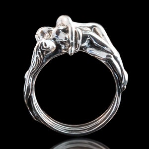 Wedding Ring People Ring Puzzle Ring Silver Spooning Lovers Ring Engagement Ring Anniversary Gift Gift for Wife Gift for Husband Two Part