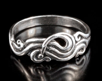 Nouveau Swirl Ring - Sterling Silver - Ocean Swirl Wedding Band