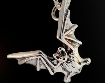 Bat Necklace Silver - Bat Flight Charm Bat Pendant - Bat Jewelry - Silver Bat - Gothic Jewelry - Halloween Jewelry