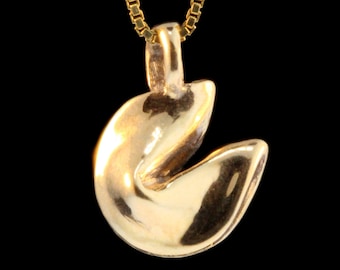 Fortune Cookie Charm - Solid 14K Gold - Lucky Charm Jewelry
