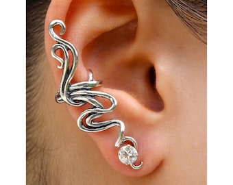 Spiro Ear Cuff - Sterling Silver - Non Pierced Swirl Earring