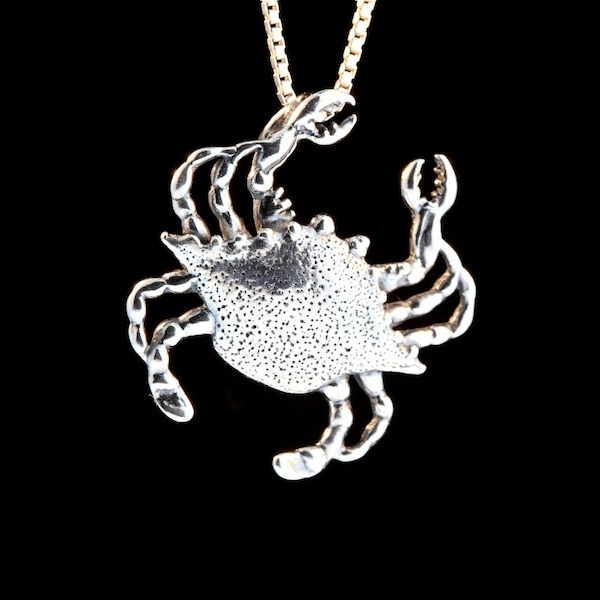 Crab Charm Necklace Blue Crab Pendant Maryland Blue Crab Crab Jewelry Maryland Jewelry Zodiac Cancer Necklace Sea Life Charm Ocean Jewelry