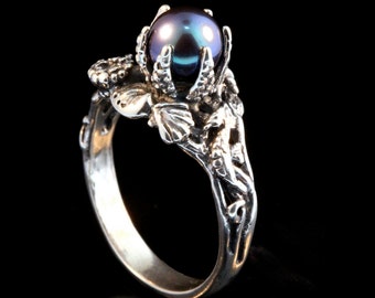 Ocean Ring Pearl Ring Starfish Ring Atlantis Treasure Ring Shell Jewelry Seahorse Jewelry Silver Pearl Ring Ocean Jewelry Seashell Ring