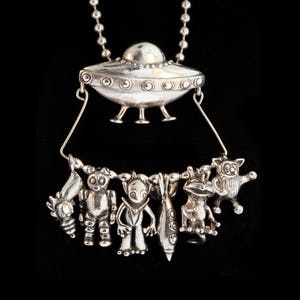 UFO Pendant Spaceship Charms Martian Jewelry Flying Saucer Necklace Martian Spaceship Rocket Necklace Space Jewelry UFO Jewelry