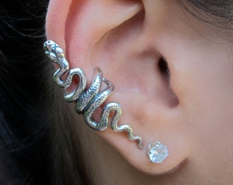 Snake Ear Cuff Snake Ear Wrap Silver Snake Earring Snake Jewelry Serpent Jewelry Serpent Ear Cuff Snake Art Medusa Reptile Jewelry Cuff