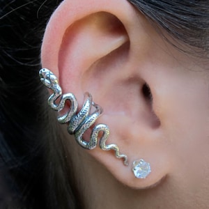 Snake Ear Cuff Snake Ear Wrap Silver Snake Earring Snake Jewelry Serpent Jewelry Serpent Ear Cuff Snake Art Medusa Reptile Jewelry Cuff image 1