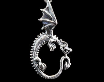 Oracle Dragon Pendant - Sterling Silver - Mystical Fantasy Jewelry