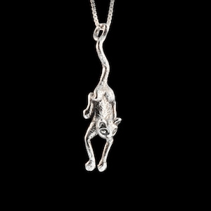 Cat Necklace Silver Cat Charm Cat Jewelry Crawling Cat Pendant Kitty Jewelry Kitty Charm Silver Cat Cat Lover Feline Jewelry Animal Necklace