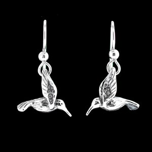 Hummingbird Earrings Silver - Hummingbird Jewelry - Small Hummingbird Earrings - Bird Earrings Bird Jewelry - Silver Hummingbird