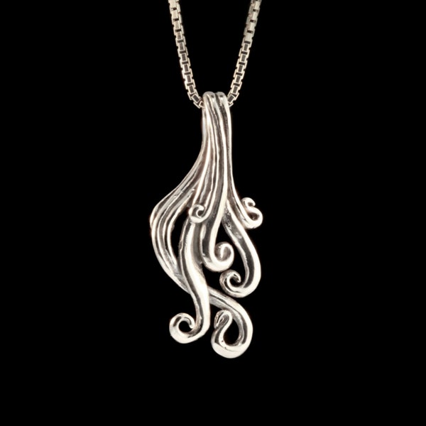 Waterfall Necklace Silver Waterfall Jewelry Cascade Waterfall Necklace Ocean Jewelry Wave Necklace Wave Jewelry Silver Swirl Charm Abstract