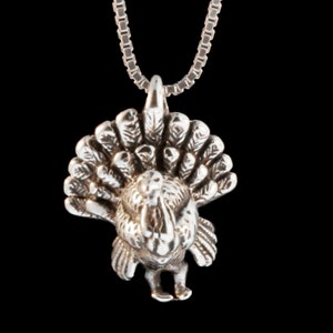 Turkey Necklace Silver Turkey Charm Turkey Jewelry - Holiday Charm - Bird Necklace - Bird Charm - Bird Jewelry - Food Jewelry Gobble Gobble