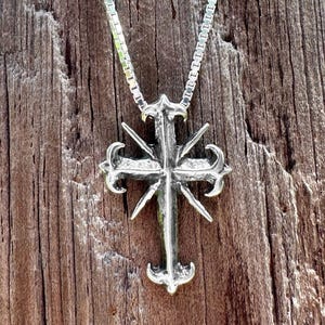 Silver Cross - Gothic Cross Charm Pendant - Sterling Silver Cross Jewelry