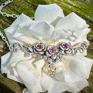 Floral Necklace Rose Pendant Rose Jewelry Victorian Neckpiece Rose Gift Rose for Her Flower Jewelry Flowers for Wife Gift for Her Heirloom
