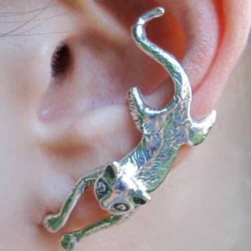 Silver Ear Cuff Cat Ear Cuff Cat Earring Cat Jewelry Etsy