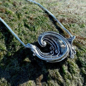 Wave ketting zilveren surfer sieraden Wave Rip Curl Wave hanger Golf sieraden Boho ketting Oceaan sieraden strand sieraden zilveren ketting
